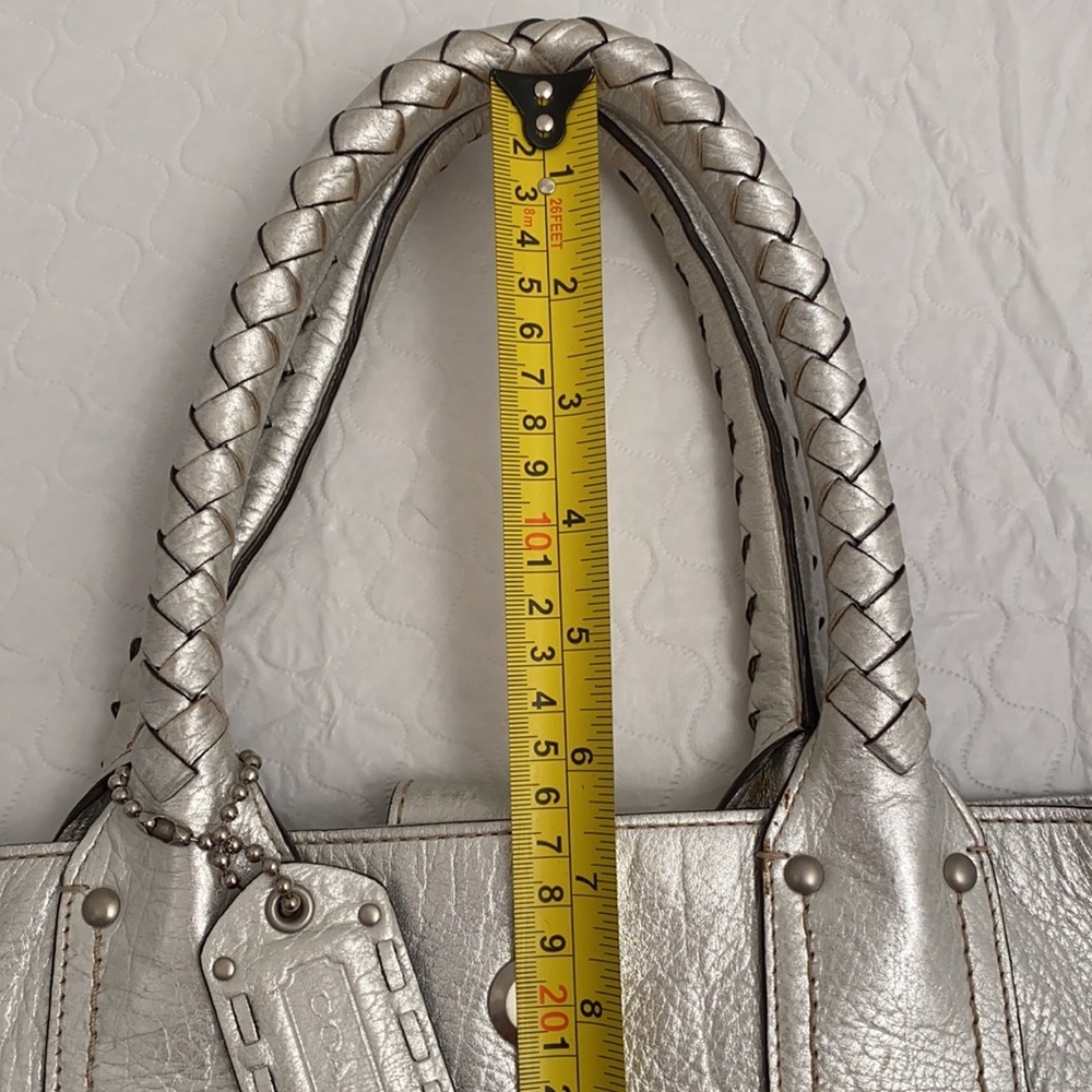 Coach Legacy Thompson metallic silver woven slim tote - Picture 12 of 13